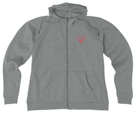 Classic Heart!, a Aluminum Grey Heather Allmade Women?s Organic CVC Zip-Up Hoodie