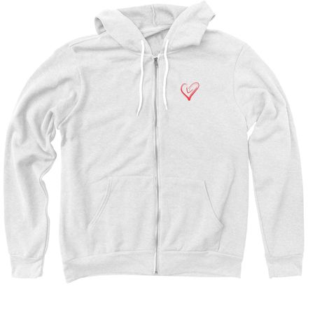 Classic Heart!, a White Zip Up Hoodie