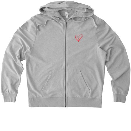 Classic Heart!, a Granite Grey Heather Allmade Organic French Terry Zip Up Hoodie