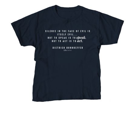 Bonhoeffer Quote Shirts & Sweatshirts, a Navy Youth Unisex Tee