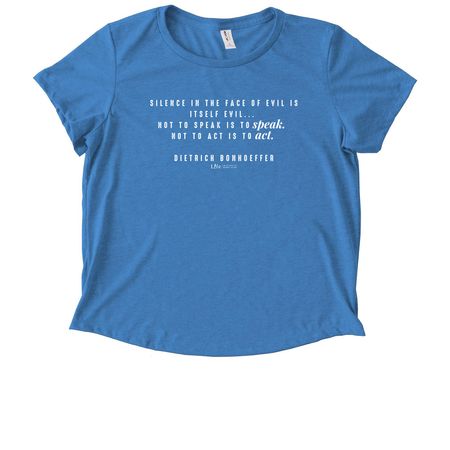 Bonhoeffer Quote Shirts & Sweatshirts, a Azure Blue Allmade Eco Triblend Women?s Scoop Neck Tee