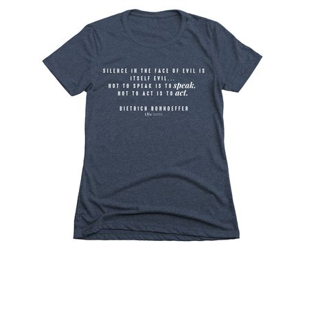 Bonhoeffer Quote Shirts & Sweatshirts, a Midnight Navy Women's Slim Fit Tee