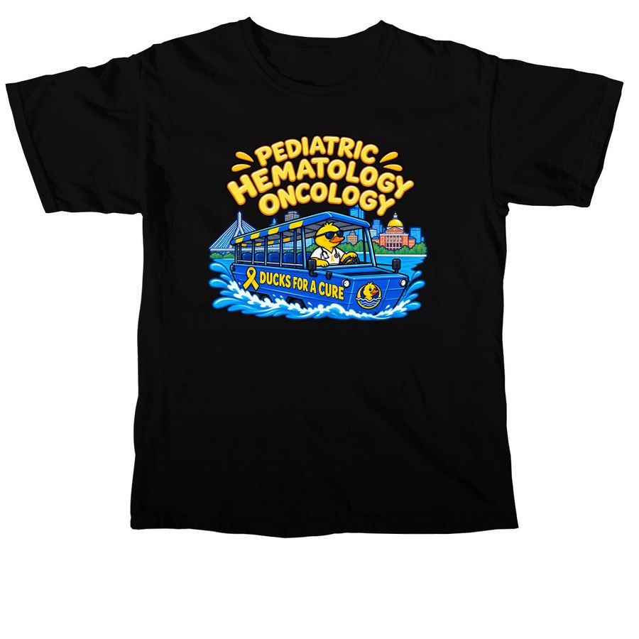 2027 Boston Marathon for Pedi Hem-Onc, a Black Comfort Colors Unisex Tee