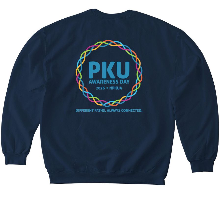 Full Color | PKU Awareness Day Adults, a Navy Softstyle Crewneck Sweatshirt (back-view)