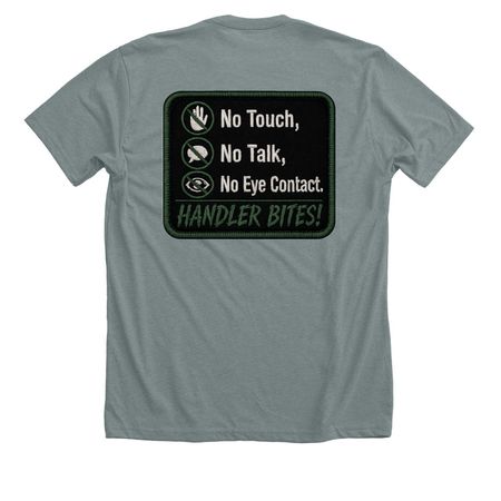Handler Bites!&nbsp;, a Heather Blue Storm Premium Unisex Tee (back-view)