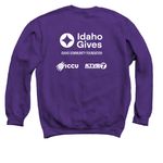 Idaho Gives 2026, a Purple Crewneck Sweatshirt (back-view)