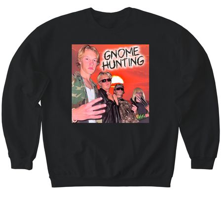 Gnome Hunters, a Black Softstyle Crewneck Sweatshirt