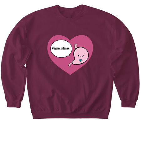 Vegan, Please <3, a Maroon Softstyle Crewneck Sweatshirt