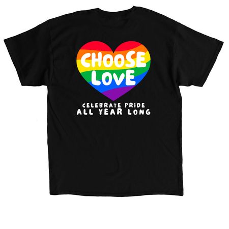 "Choose Love" Heart, a Black Classic Unisex Tee (back-view)