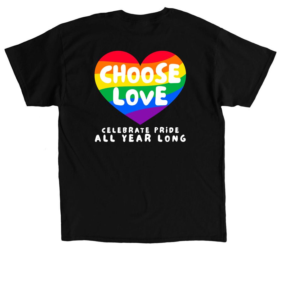 "Choose Love" Heart, a Black Classic Unisex Tee (back-view)