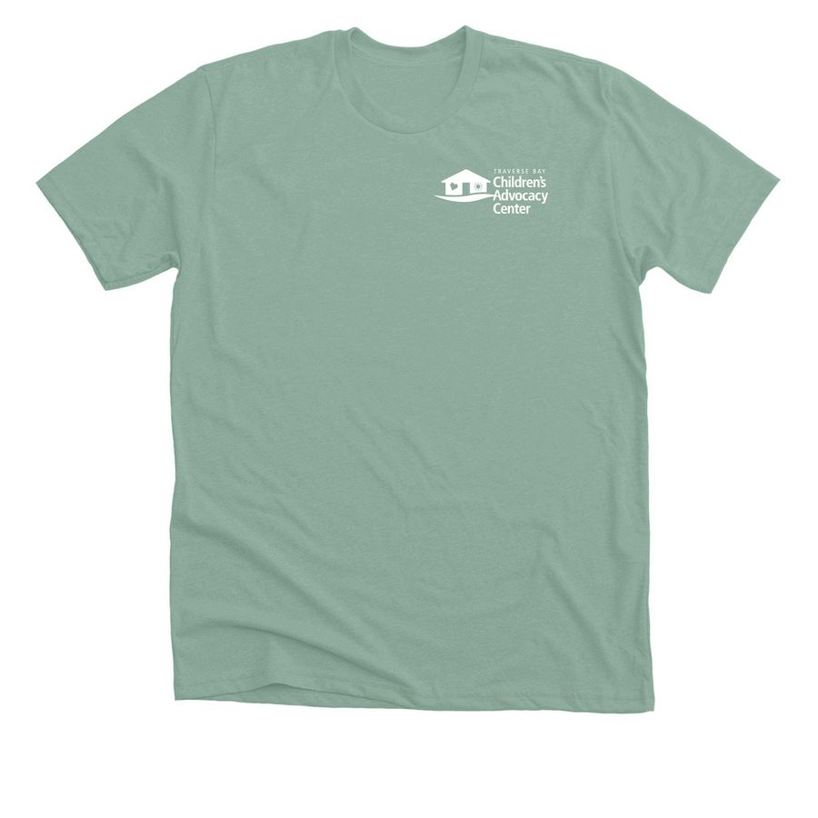 Mental Health Awareness Month: Heart, a Heather Dusty Blue Premium Unisex Tee