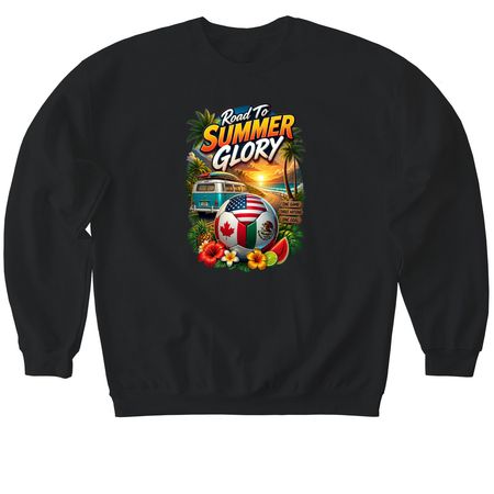 USA Canada Mexico Summer Football Road Tri, a Black Softstyle Crewneck Sweatshirt