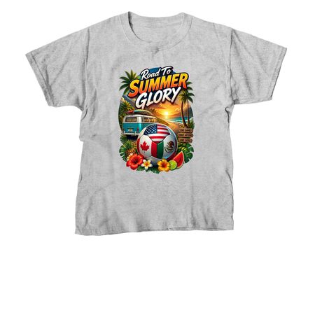 USA Canada Mexico Summer Football Road Tri, a Sport Grey Youth Unisex Tee