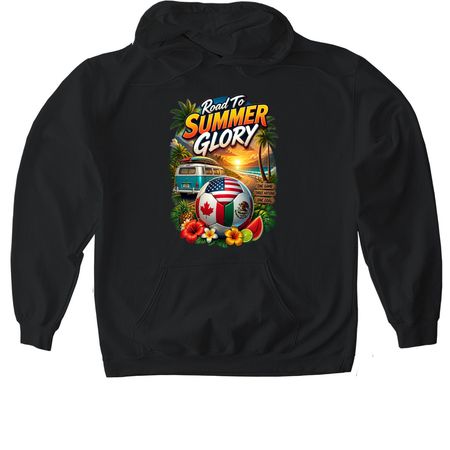 USA Canada Mexico Summer Football Road Tri, a Black Gildan Softstyle Pullover Hoodie