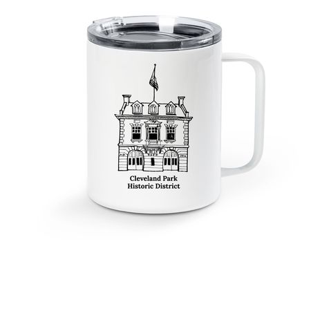 Cleveland Park Fire Station Mug, a White Stainless Steel Travel Mug