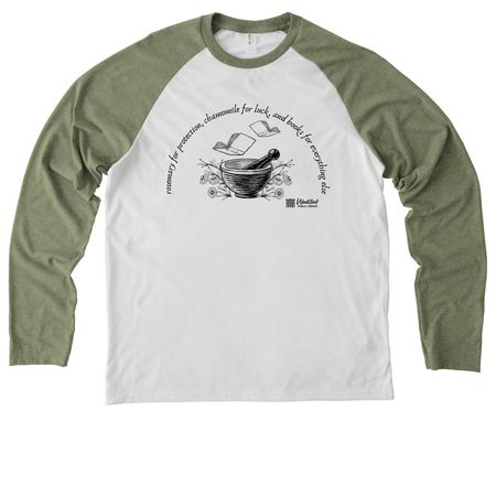 Protection, Luck, and All Else, a Olive You Green/ Bright White Allmade Eco Triblend Colorblock Raglan Long Sleeve Tee