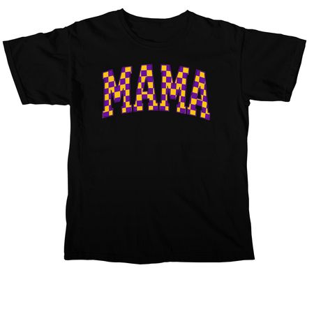 MAMA Purple + Gold Checkered&nbsp;, a Black Comfort Colors Unisex Tee