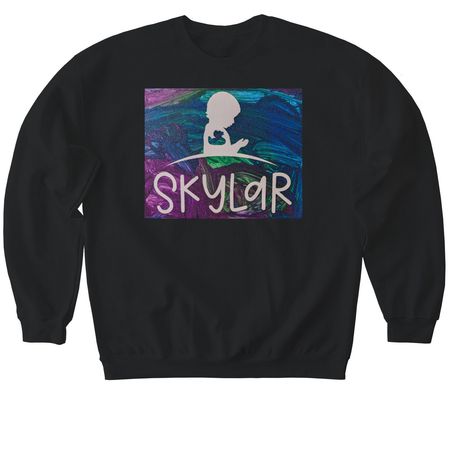 Skylar's name art ????, a Black Softstyle Crewneck Sweatshirt