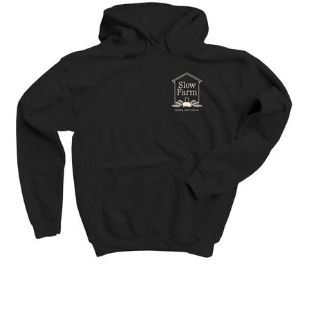 Slow, Wholehearted. (back graphic), a Black Youth Pullover Hoodie