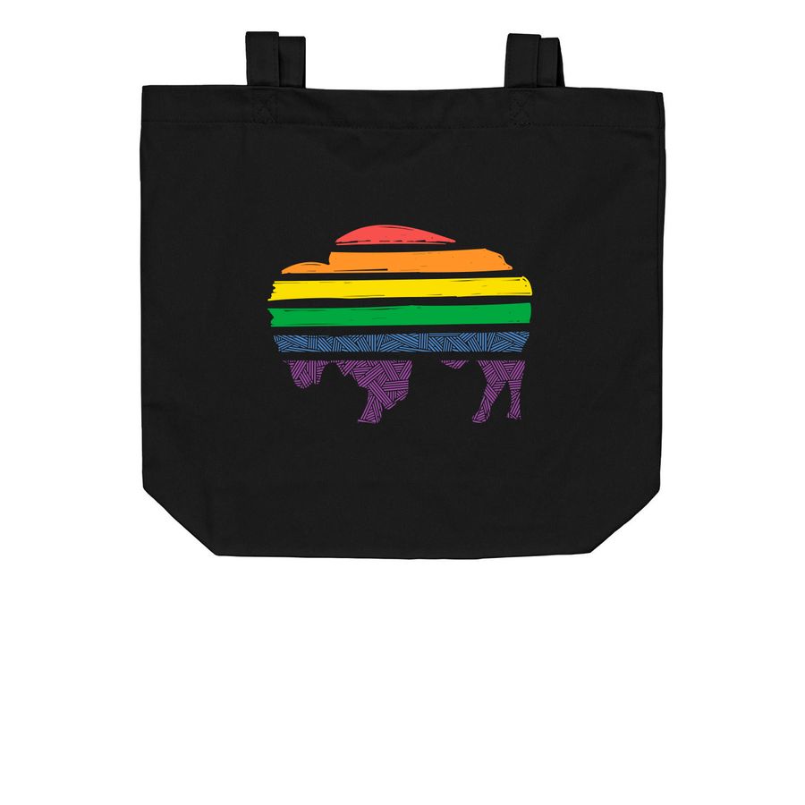 Rainbow Bison | Tote Bag, a Black Organic Cotton Tote Bag