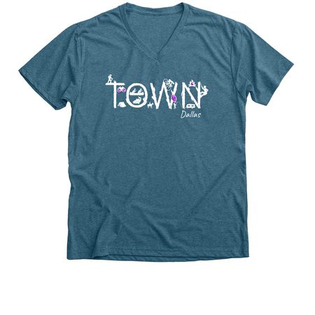 TOWN DALLAS WOMEN'S CUT TEES, a Heather Deep Teal Premium V-Neck Tee