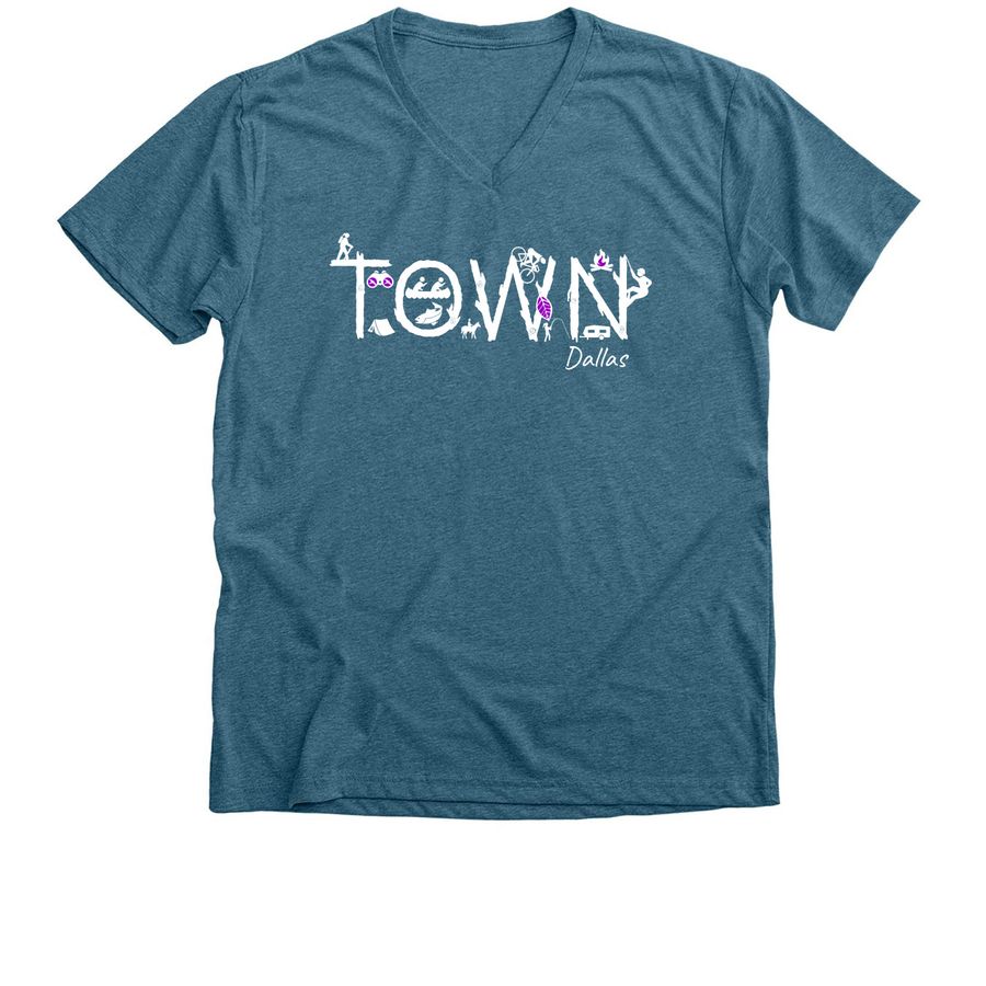 TOWN DALLAS WOMEN'S CUT TEES, a Heather Deep Teal Premium V-Neck Tee
