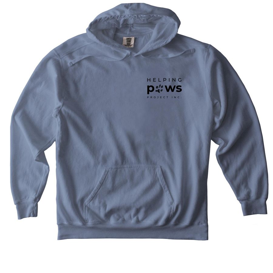 Helping Paws Project - Black logo, a Blue Jean Comfort Colors Pullover Hoodie