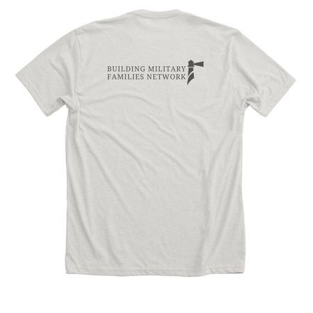 United in Building Families Charlie, a Heather Cement Premium Unisex Tee (back-view)