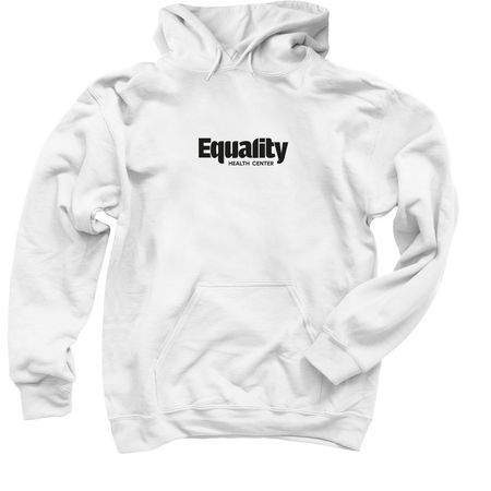"Quality, Compassion, Respect" Hoodie, a White Pullover Hoodie (back-view)