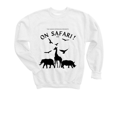 On Safari! Apparel, a White Youth Crewneck Sweatshirt