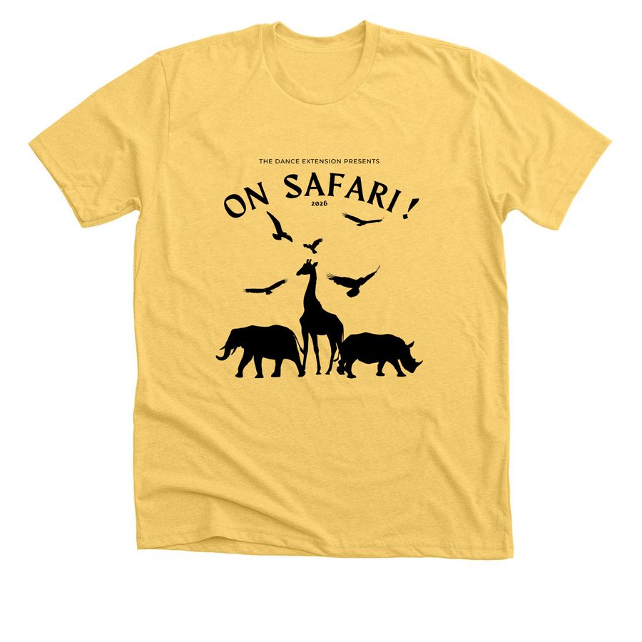 On Safari! Apparel, a Heather Yellow Gold Premium Unisex Tee