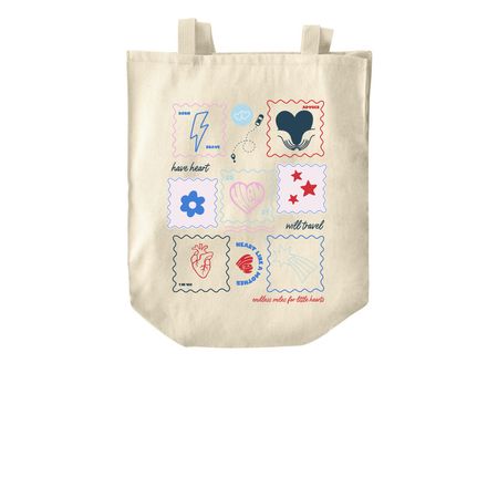 Have Heart, Will Travel Tote, a Natural Over-the-Shoulder Shopping Tote Bag