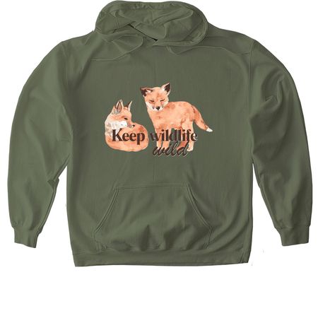 Keep Wildlife Wild, a Military Green Gildan Softstyle Pullover Hoodie