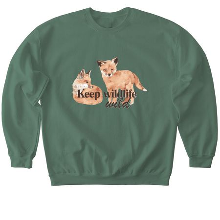 Keep Wildlife Wild, a Military Green Softstyle Crewneck Sweatshirt