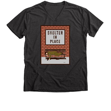 Shelter In Place, a Dark Grey Heather Premium V-Neck Tee