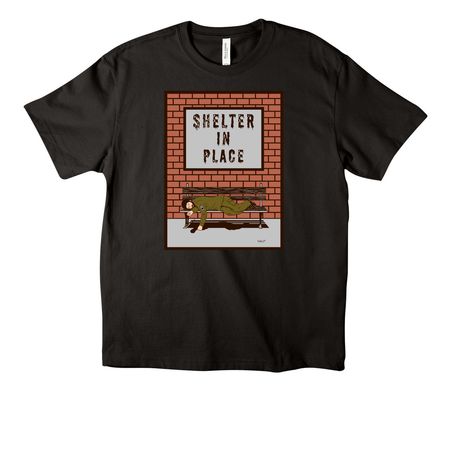 Shelter In Place, a Black Unisex Heavyweight Tee