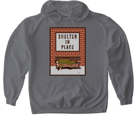 Shelter In Place, a Charcoal Gildan Softstyle Pullover Hoodie
