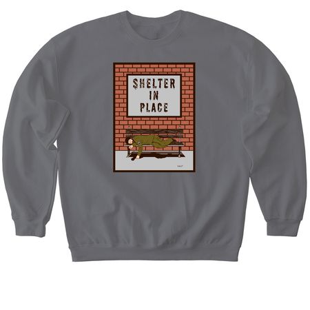 Shelter In Place, a Charcoal Softstyle Crewneck Sweatshirt
