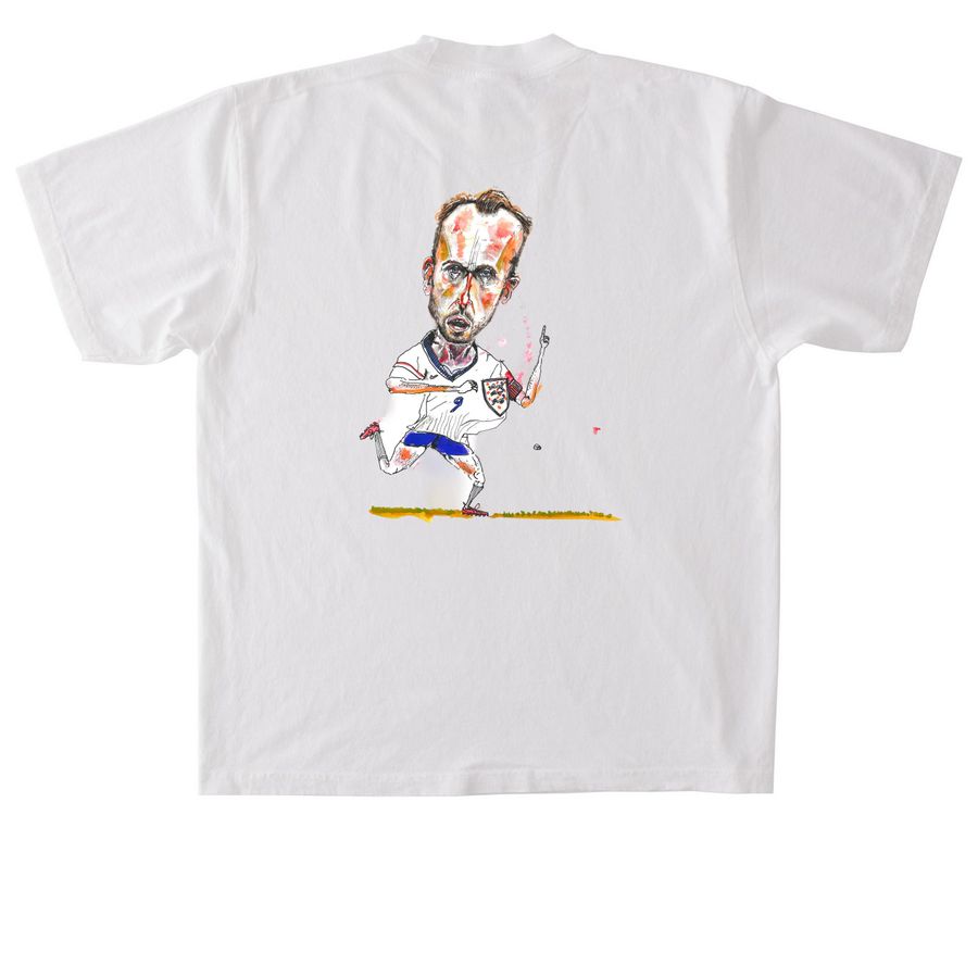 England Player, a White Heavyweight Garment Dye Tee