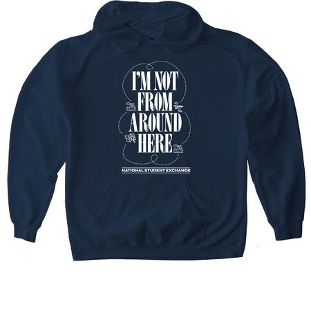 Not From Here hoodie, a Navy Gildan Softstyle Pullover Hoodie