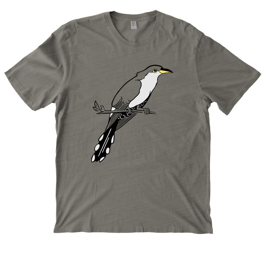 Yellow-billed Cuckoo, a Driftwood Grey Allmade Organic Cotton Mineral Dye Tee