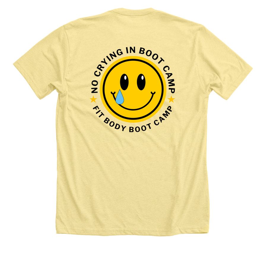 No crying in boot camp, a Heather Yellow Gold Premium Unisex Tee (back-view)