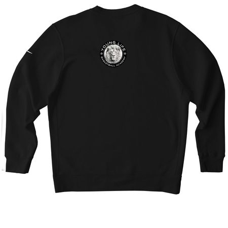 YLBA Basics (WT), a Black Nike Club Fleece Crewneck Sweatshirt (back-view)