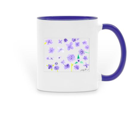 all day long i think of you, a Dark Blue Two-Tone Ceramic Mug