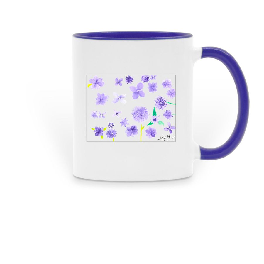all day long i think of you, a Dark Blue Two-Tone Ceramic Mug