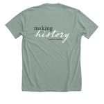 Historically Well-Informed, a Heather Sage Premium Unisex Tee (back-view)