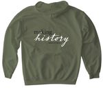 Historically Well-Informed, a Military Green Gildan Softstyle Pullover Hoodie (back-view)