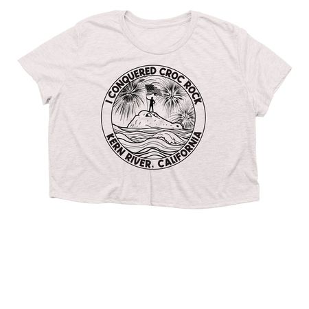 I Conquered Croc Rock, a Heather Dust Women?s Flowy Cropped Tee