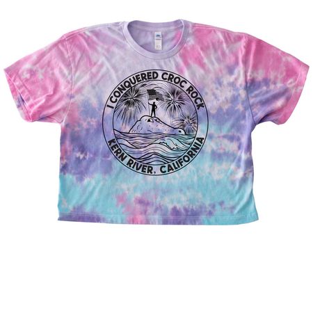 I Conquered Croc Rock, a Cotton Candy Women's Tie Dye Cropped Tee