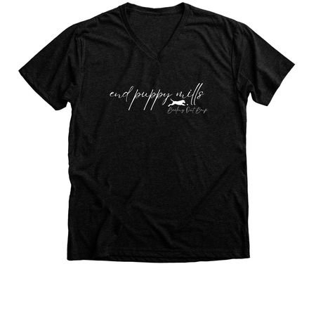 End Puppy Mills, a Black Heather Premium V-Neck Tee